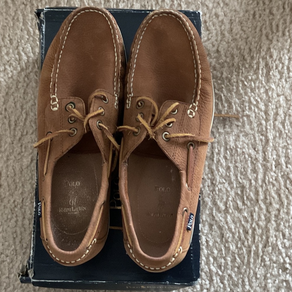Polo by Ralph Lauren Men's Brown Leather Boat Shoes